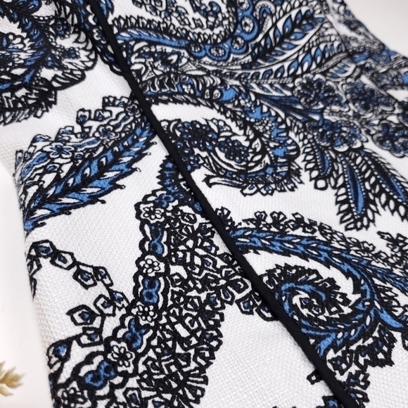 Talbots White Blue Black Paisley Modal Blend Dress Size 2p - Picture 7 of 15